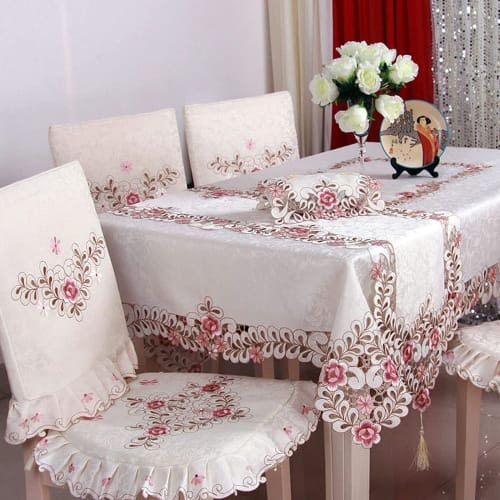 WooJoy Embroidered Lace Table Runner, Elegant Vintage Table Runner for Dressers, Scarves, Cabinets, Dining Room Tables, Decor (40x180cm)