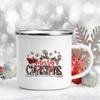 Deer Print Mug Enamel Coffee Milk Cups Hot Cocoa Chocolate Mugs Merry Christmas Cup Kitchen Party Decoration Winter Holiday Gift