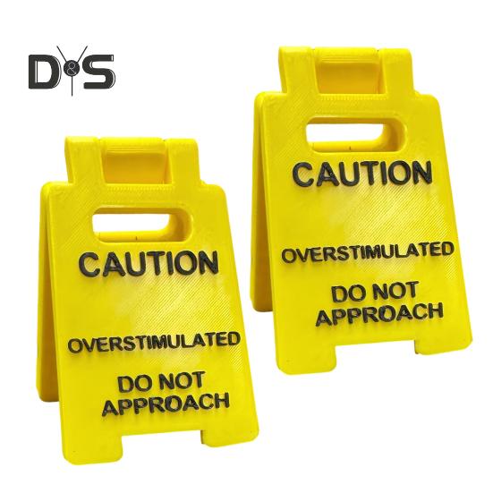 Caution Overstimulated Desk Sign Do Not Approach Caution Sign Humor Gag Mini Warning Signage for Offices Workstations Decoration