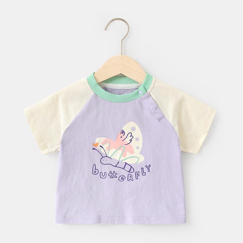 

Одежда для малышей, повседневные футболки с короткими рукавами, летняя одежда для мальчиков и девочек, детские летние топы с половиной рукавов 120cm