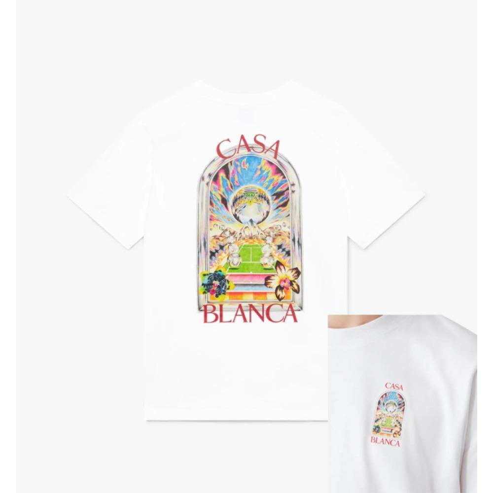 Resort T-shirt Women Men Summer Aesthetic Arch Window Graphic Loose O-neck Short Sleeve Vacation Tee