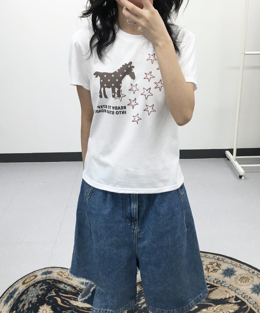 Naien Star Road Slim Fit Short Sleeve T-Shirt White