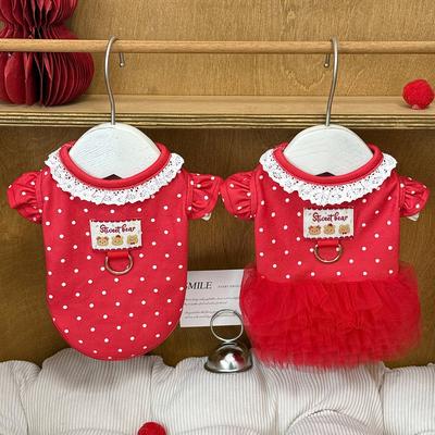 New Dog Clothing - Spring Style - Red Polka Dot Princess Dress - Pet Clothing - Summer Style