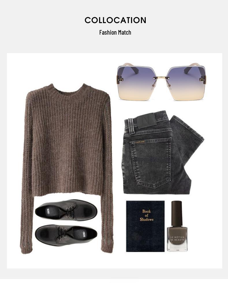 New Women's Frameless Retro Sunglasses - Trendy European and American Fashion, Anti-UV