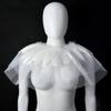 Women's Feather Double Layer Mesh Shrug Capes Shawl False Collar Witch Cosplay Costumes for Halloween Carnivals Party