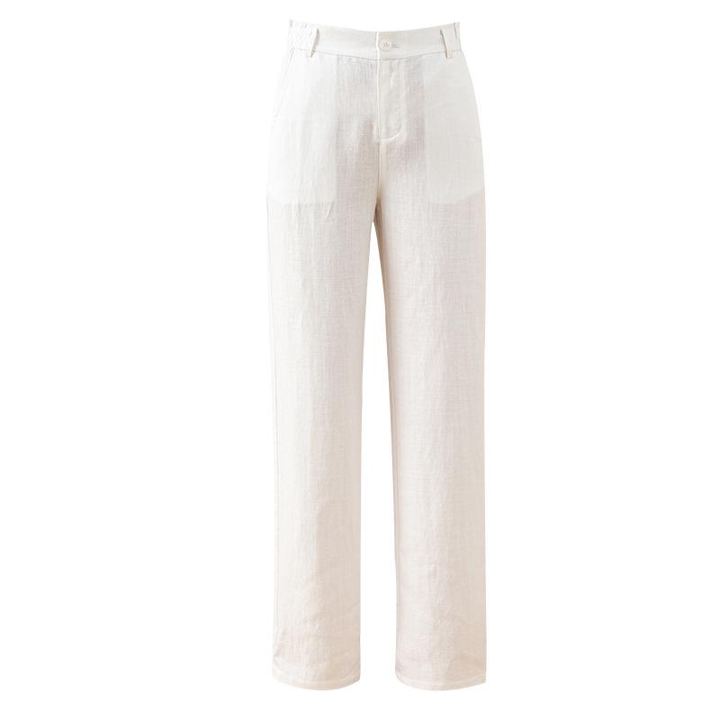 Guang Mei Women's Breathable Linen Wide-Leg Petite Pants - Summer Casual Drape Tencel 2026