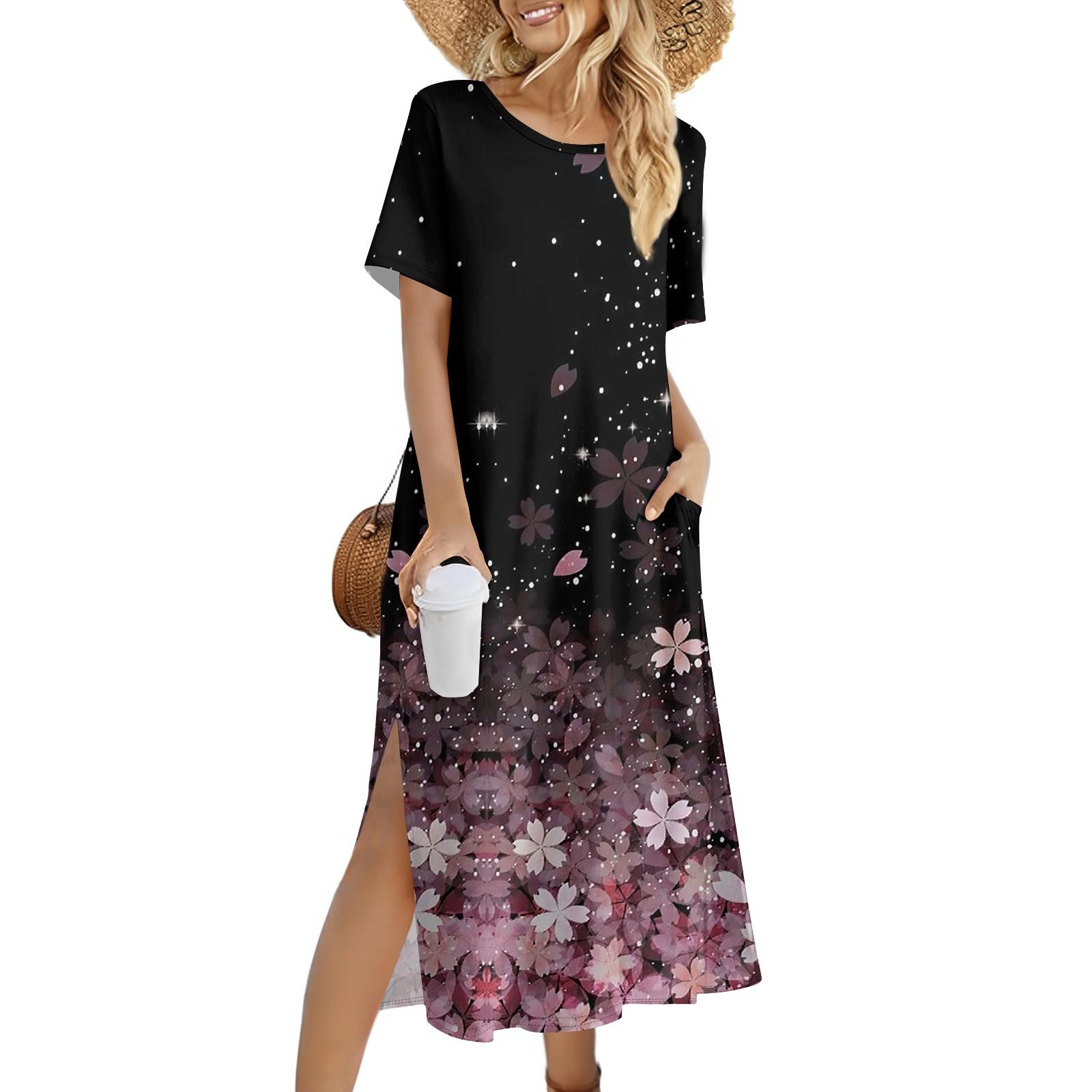 

Женское модное летнее платье с цветочным принтом, повседневное пляжное платье, облегающее праздничное платье XXL