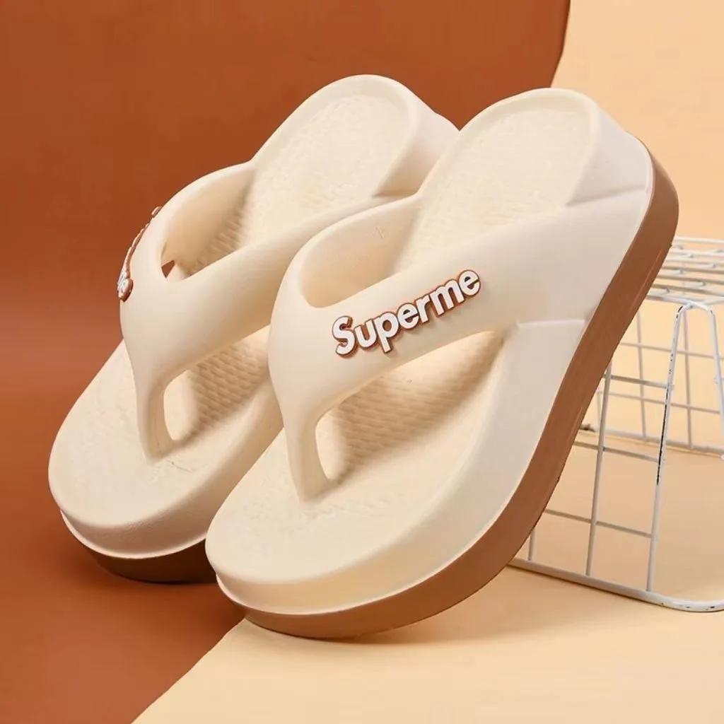 2025 New Summer Women's Elevated Flip Flops Thong Style Thick Sole Non-slip Soft Sole Lightweight Versatile Outdoor & Home Wear