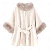 Women's Fox Fur Collar Wool Cape - Lace-up, Plus Size, Autumn/Winter Shawl.