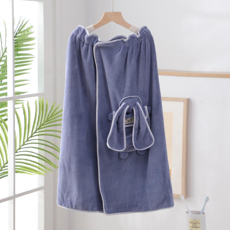 

1 шт. Плюшевая юбка для душа с кроличьими ушками, Впитывающая, Быстросохнущая, Носимая, Разноцветная, Идеально подходит для сушки после ванны и домашнего отдыха