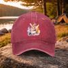 Watercolor Rabbit Print Washed Baseball Cap Adjustable Cotton Unisex Outdoor Headwear