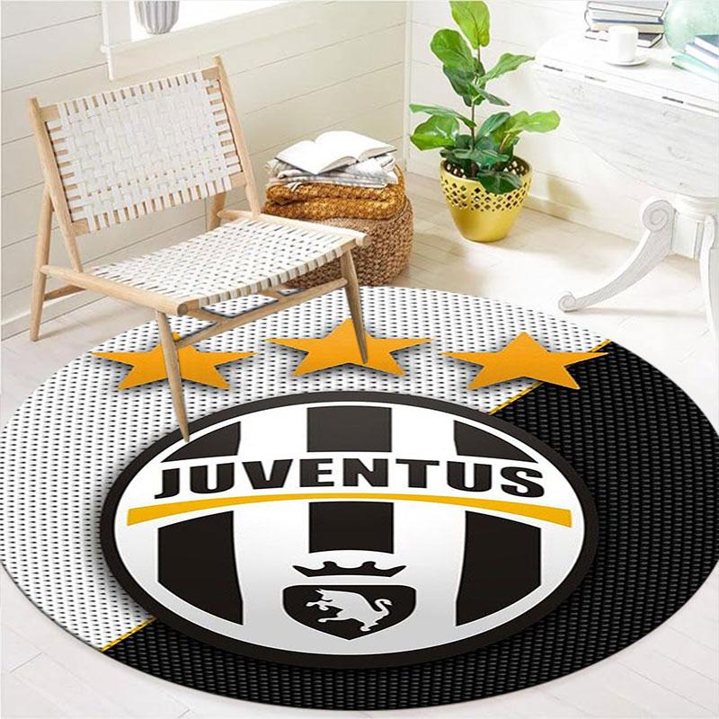Juventus Football Club Round Area Rug,Carpet Rug for Living Room Bedroom Sofa Playroom Decor,Non-slip Floor Mat