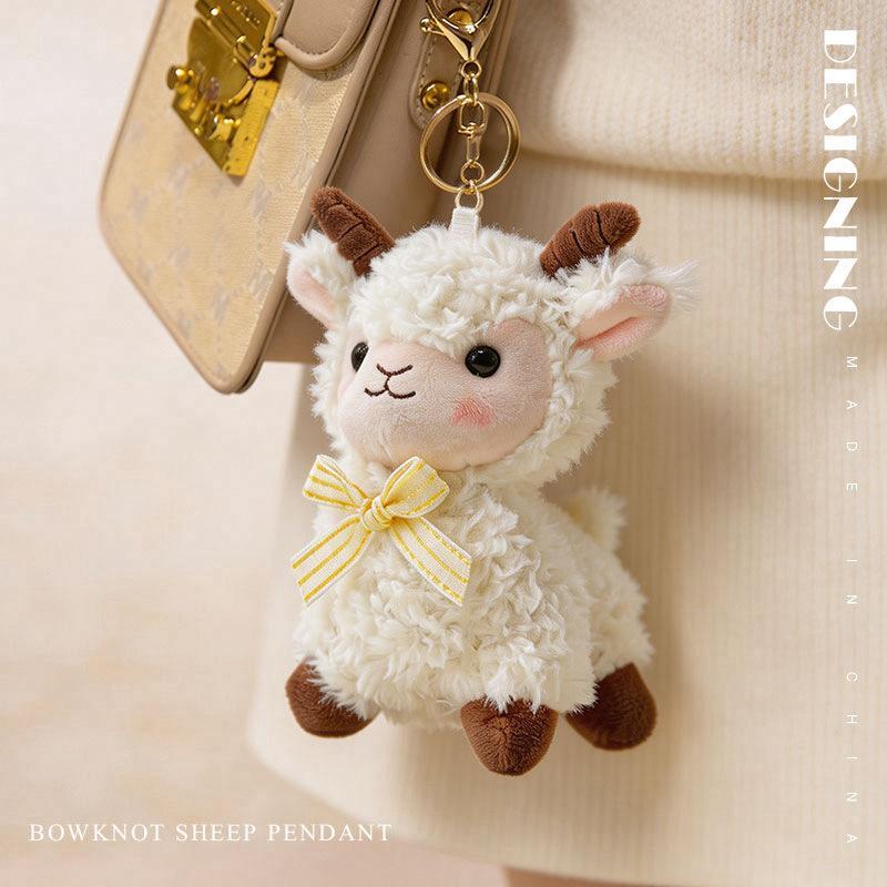1 Pièce 12cm Mouton Moelleux Doux Sacoche Remplie Porte-clés Déco Mascotte Nouvel An Cadeaux d'Anniversaire Breloque de Sac