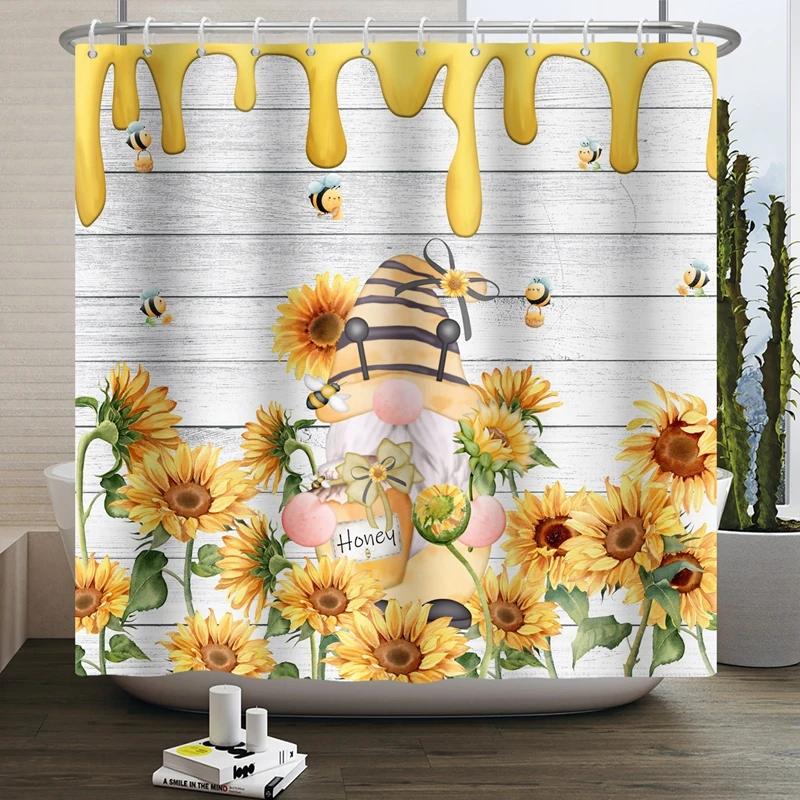 Hello Fall Shower Curtain Autumn Maple Leaves Pumpkin Bathroom Decor Polyester Fabric Cloth Shower Curtain With Hooks Room Decor