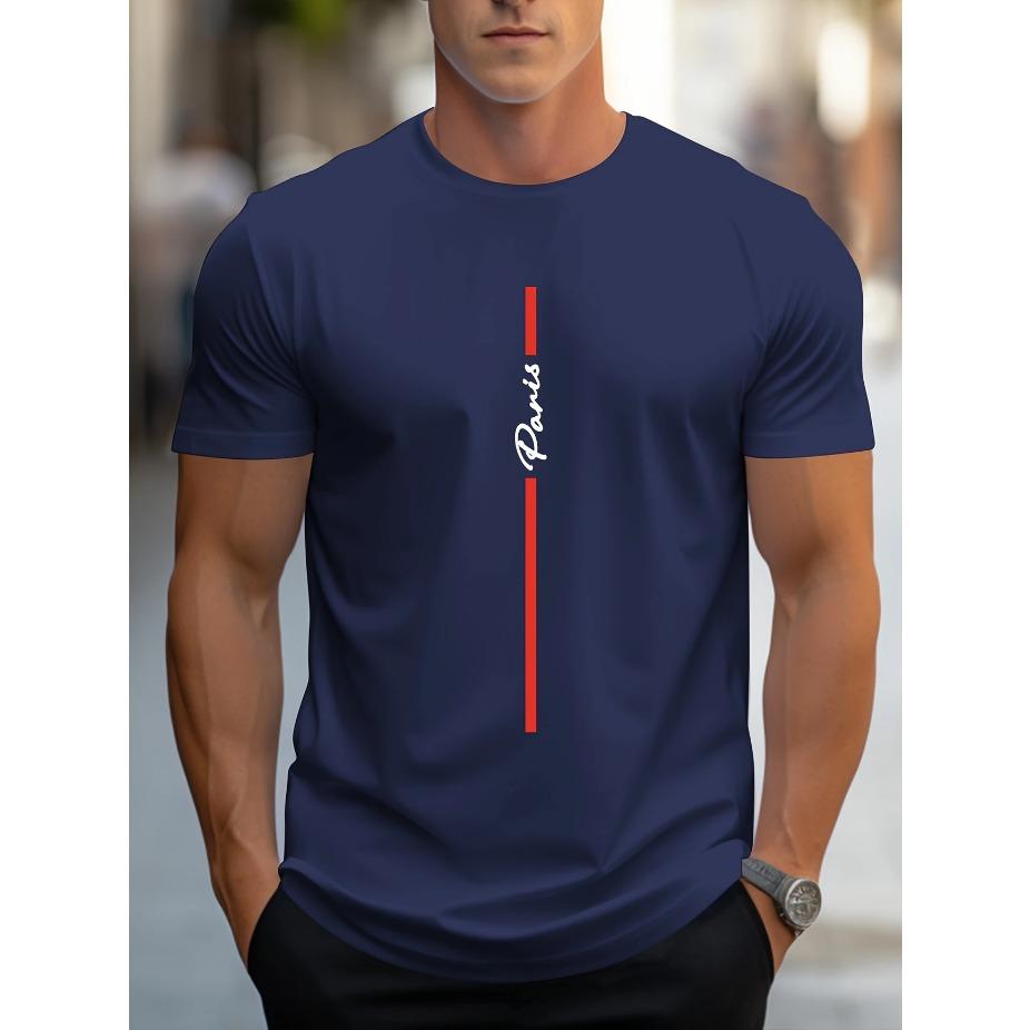 Tricou de umăr pentru bărbați la modă cu imprimeu caligrafic Paris