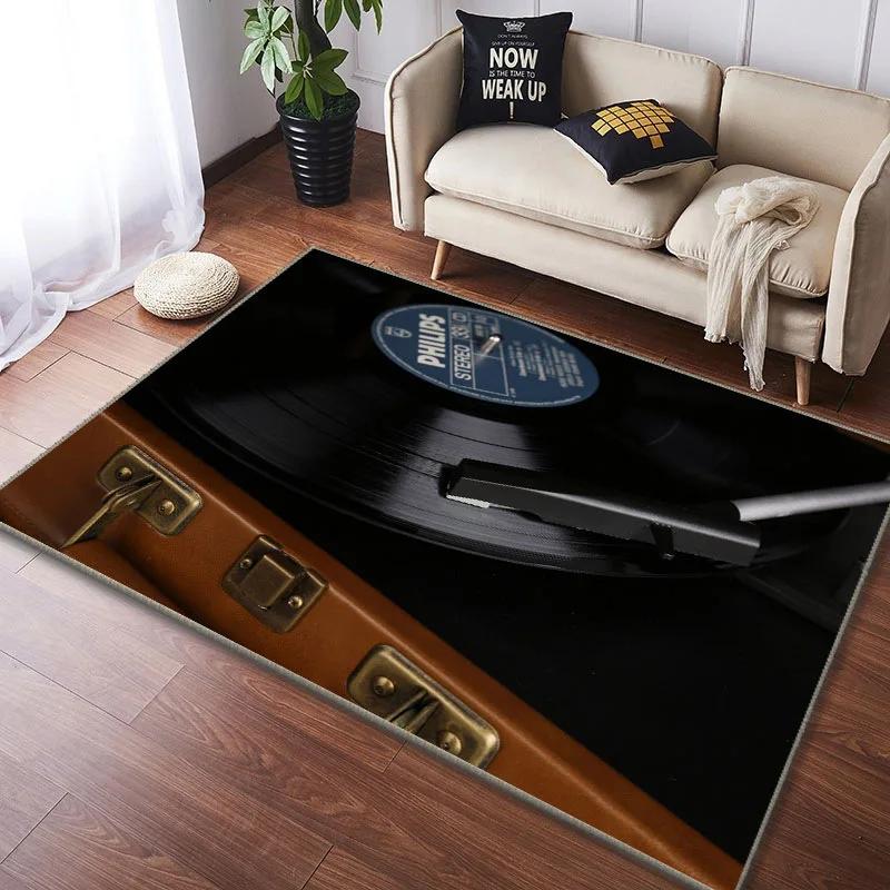 Record CD Creative Carpets Vinyl Record Collection Living Room Decor Area Rugs Music Theme Floor Mat for Bedroom Gamer Room Dorm