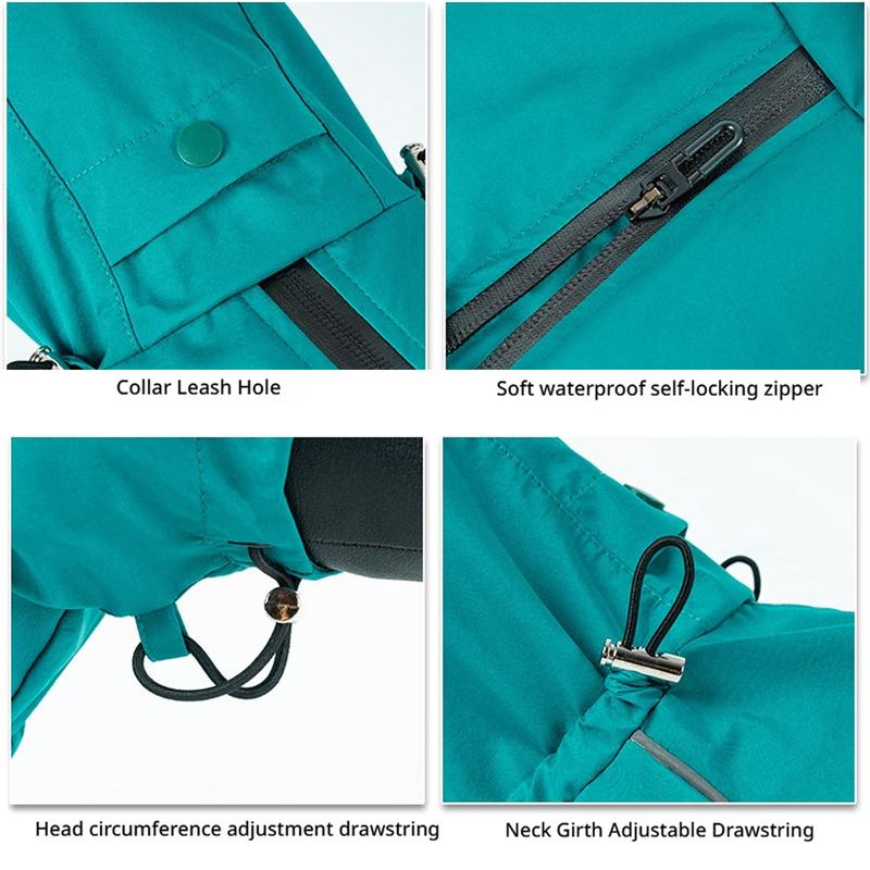 Waterproof Softshell Dog Raincoat 4-Leg Full Coverage Outdoor Jacket for Small Medium Large Dogs Lightweight Adjustable Pet Coat