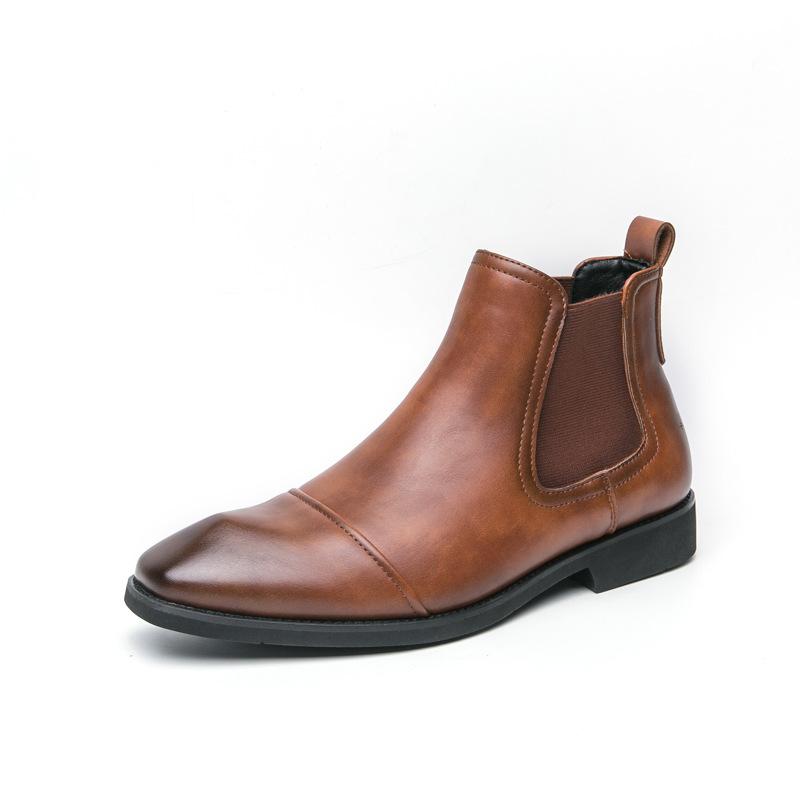 

Мужские ботинки класса люкс Модные повседневные ботильоны Классические деловые ботинки для мужчин Британские деловые кожаные ботинки Bota Hombre 38 коричневый