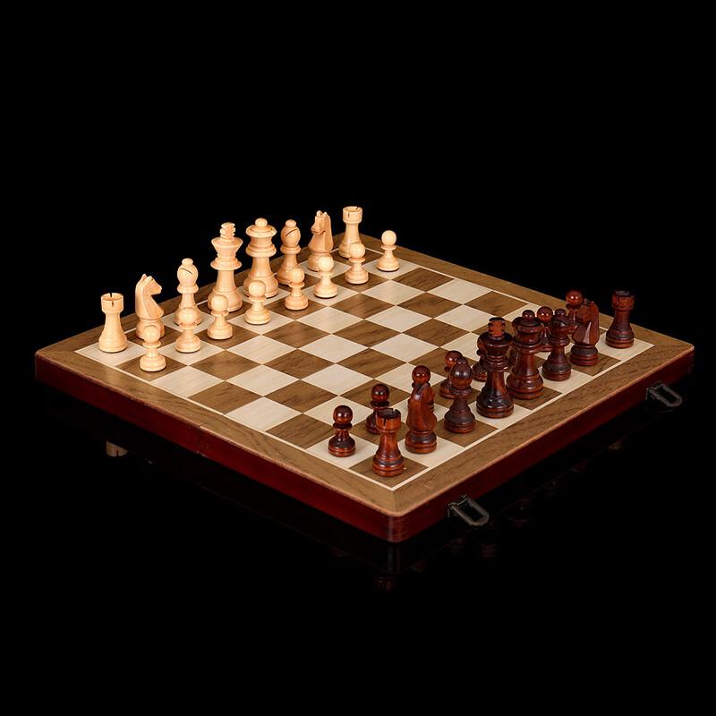 Brangdy 2-in-1 Wooden Chess & Checkers Board Game Set