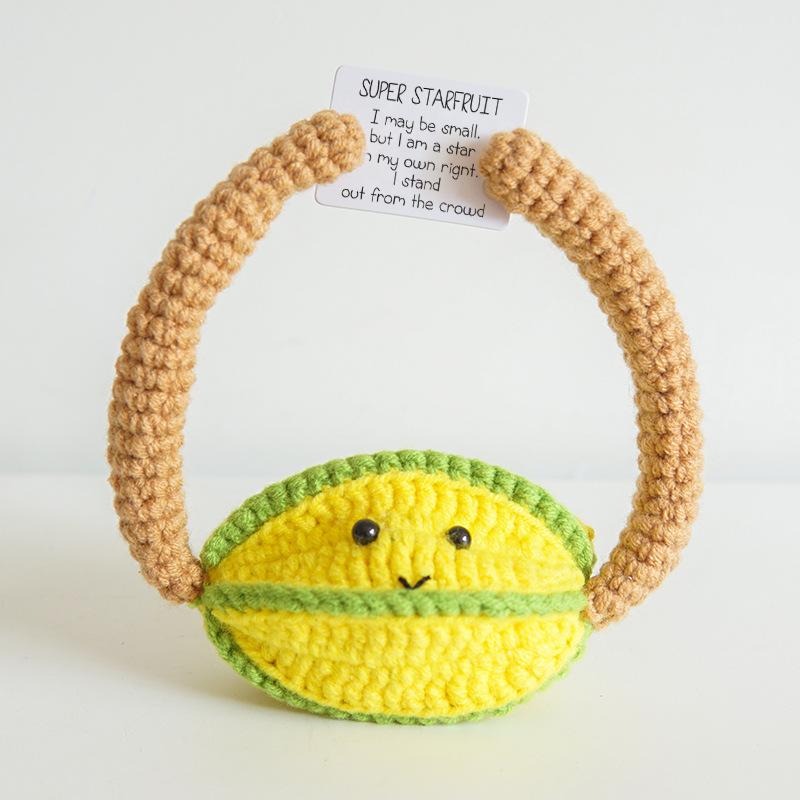 Funny Positive Card Fruit Toast Knitted Doll Home Desk Decoration Gift Christmas