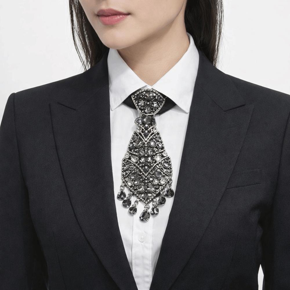 Cravatte Formali di Lusso per Affari con Nappa Cristallo Strass Accessori per Abbigliamento Formale