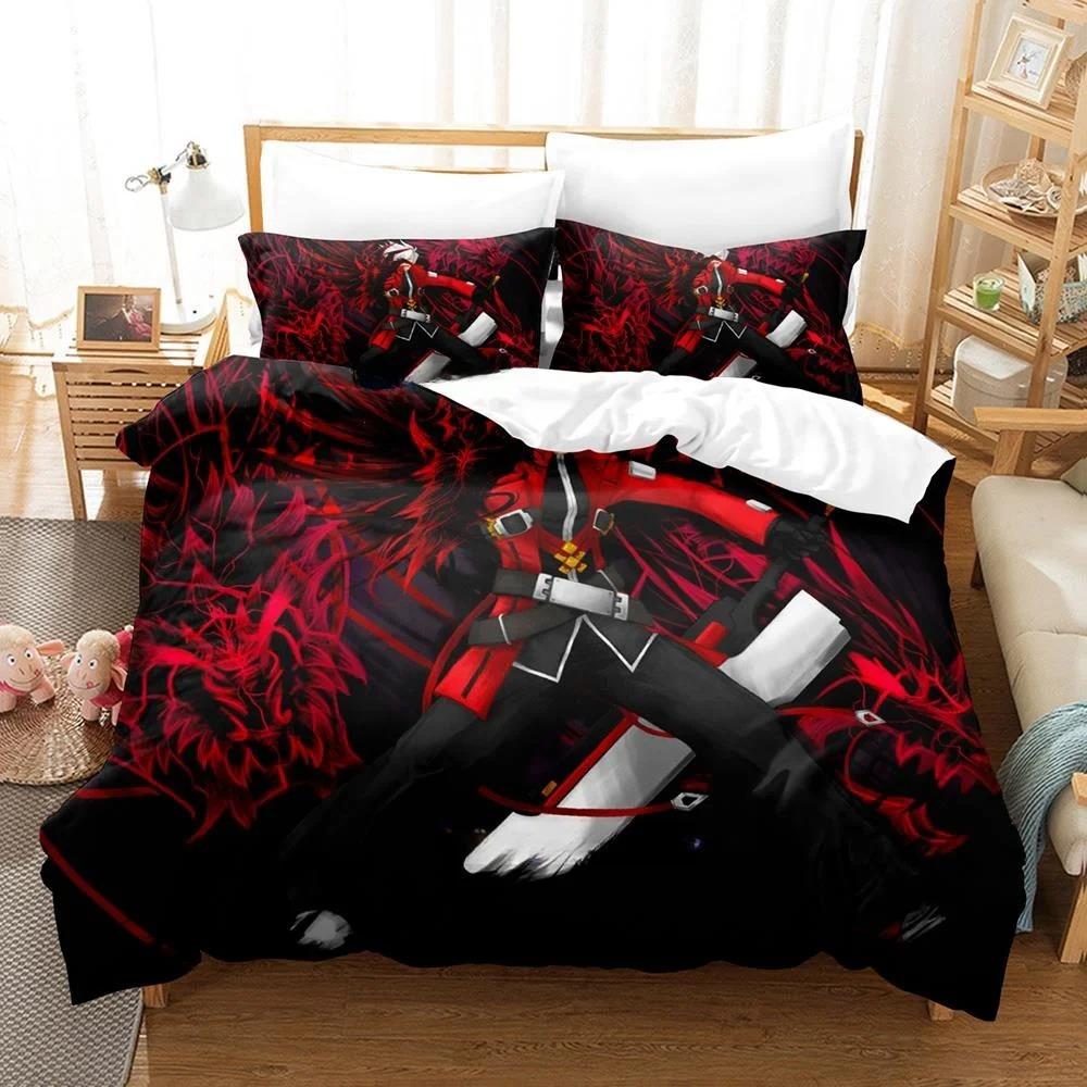New Fashion 3D Printed Anime Game Blazblue Bedding Set Cartoons three-piece Set Adult Kid Bedroom Duvet Cover Sets Home Textiles