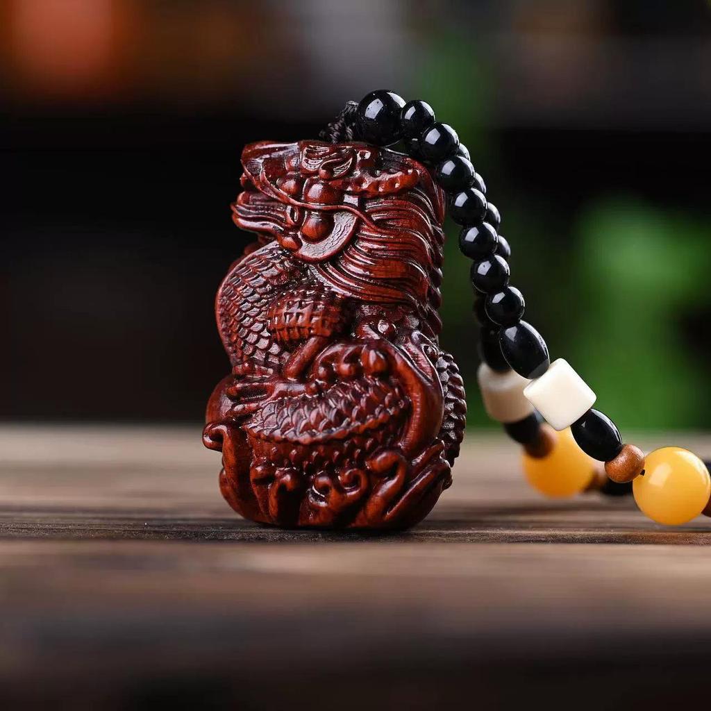 Small-Leaf Red Sandalwood Pendant: Wealth-Attracting Pixiu, Gourd, Dragon, Tortoise Design