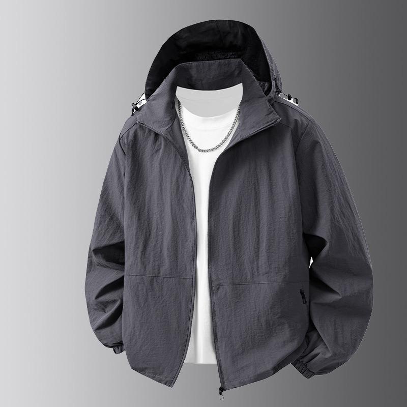New autumn and winter sunscreen clothing stand-up collar jacket men's jacket men's casual hooded trendy casual versatile jacket
