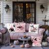 Home Decor Adorable Pink Halloween-themed Pillow Covers Pattern Cushion Cover Suitable for Sofa Bedroom Car Pillow Cover