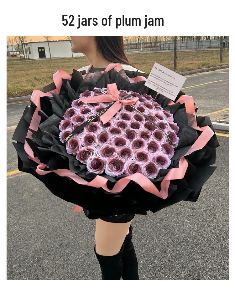 Valentine's Day Plum Rose Soap & Preserved Flower Gift for Girlfriend or Best Friend