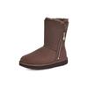UGG Other Warm Non-Slip Solid Color Flat Zipper Mid-Calf Snow Boots Women snow boots Chestnut 1112480-BCDR
