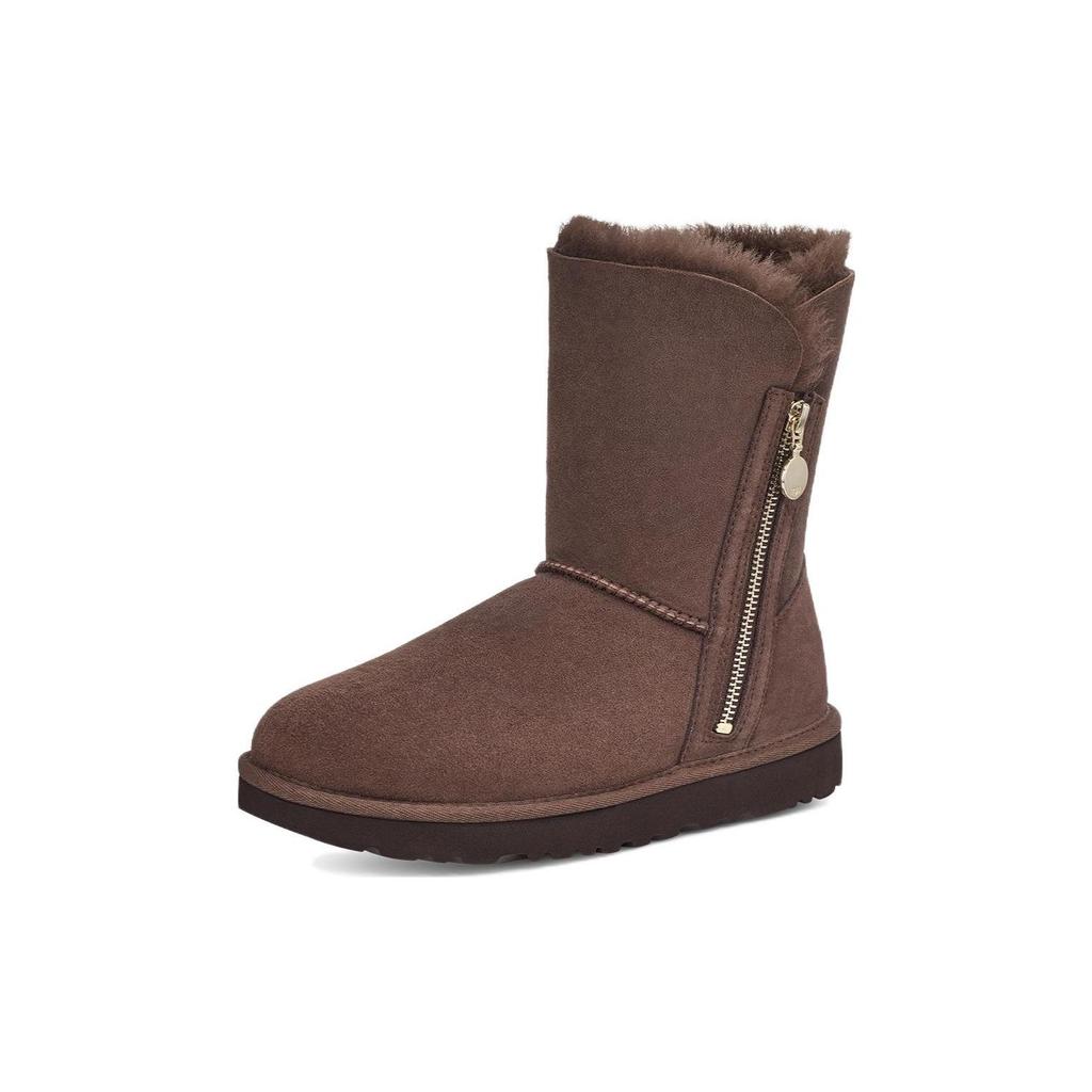 UGG Other Warm Non-Slip Solid Color Flat Zipper Mid-Calf Snow Boots Women snow boots Chestnut 1112480-BCDR