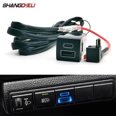 12V/24V Car USB QC3.0 Type-C PD Dual Ports Phone Charger Socket Fit For Toyota Highlander Land Cruiser For Prado 150 Rav4 Camry