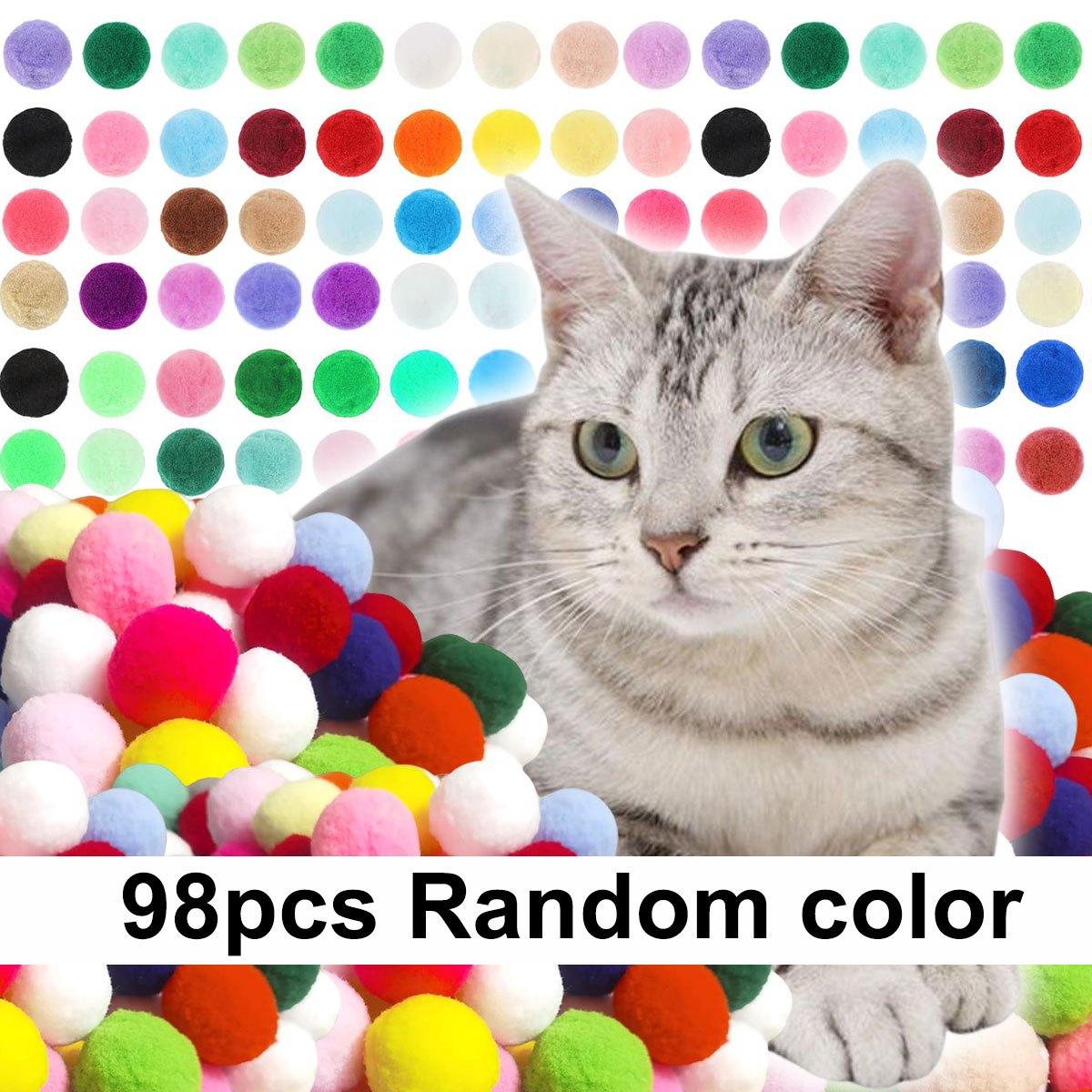98/198pcs 3cm Colorful Plush Cat Teaser Toy Balls Chew Durable Cat Toy Balls Cat Training Toy Balls For Cat ZSY
