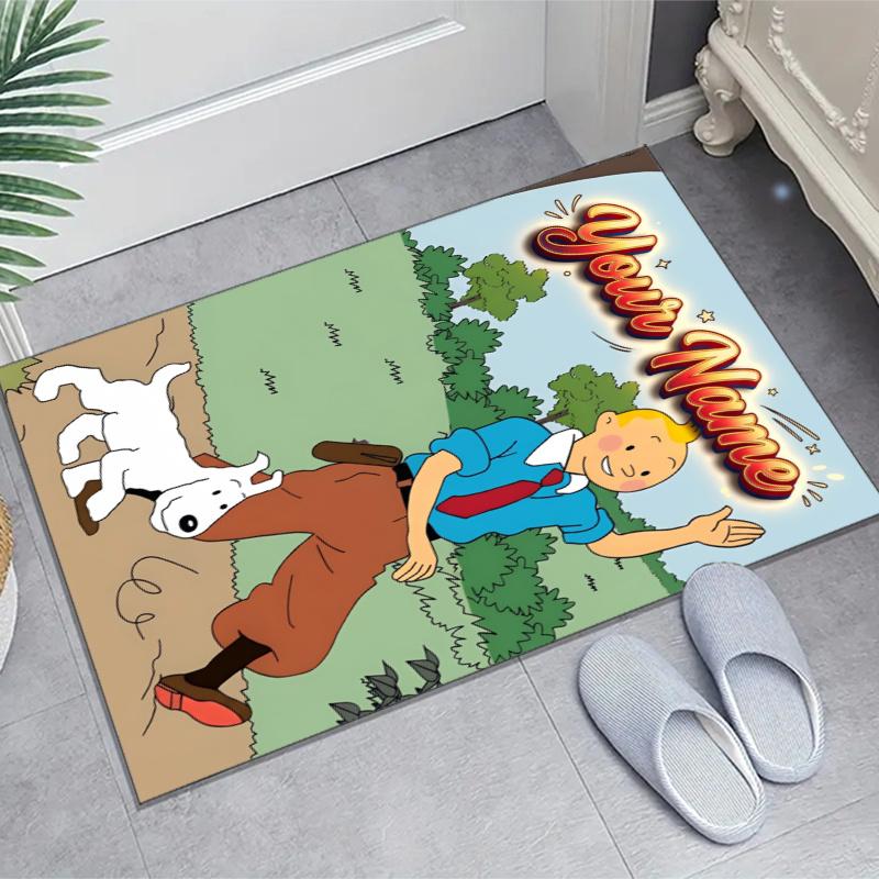 The Adventures of Tintins Design Area Rug Personalized Name- Non-Slip, Soft & Cozy Floor Mat for Living Room, Office - Indoor/Outdoor Carpet