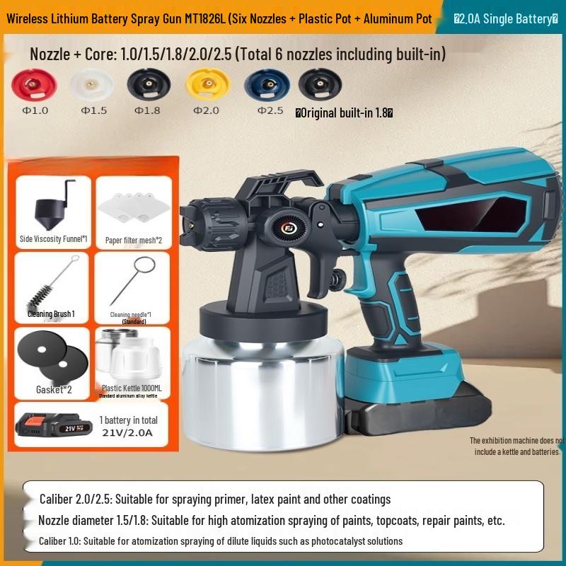 

SHEYUE MT1826L Cordless Electric Paint Sprayer with 6 Nozzles CN plug (adapter included)