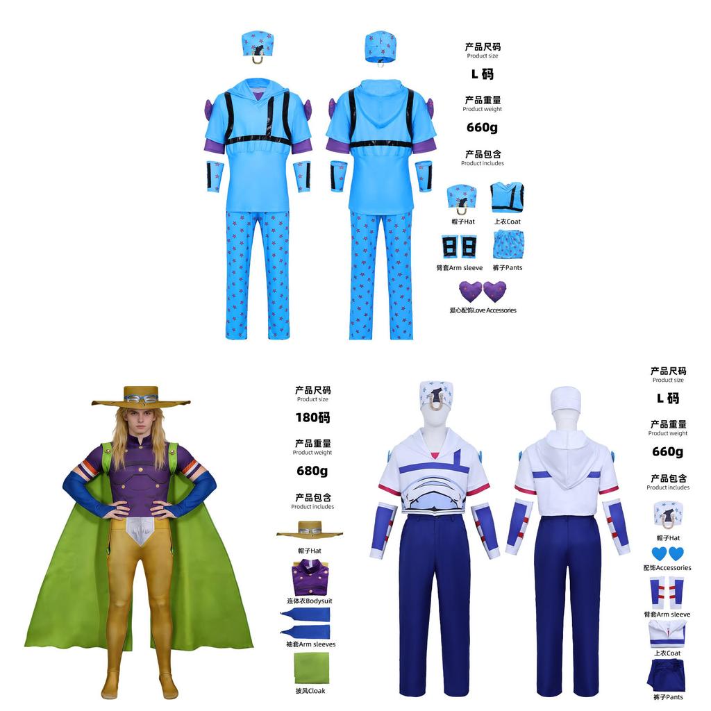 Jojos Bizarre Adventure Jonathan Joestar Cosplay Costume With Printed Fabric For Halloween Party