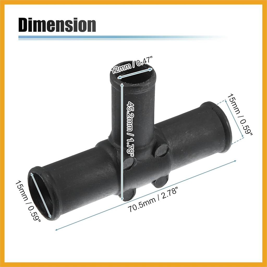 2 Pcs Black Plastic Tee, Quick Connect Heater Hose Connector for Toyota Land Cruiser 1992-2007, Sequoia 2001-2007, Sienna 2004-2007 - HVAC Heater