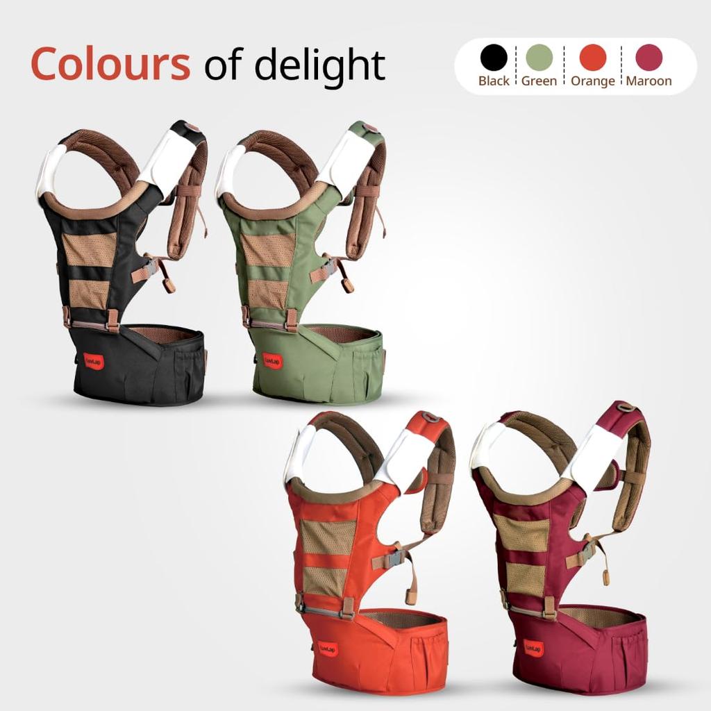 LuvLap Royal Hüftsitz Babytrage 4 Positionen Ergonomisches Design Verstellbare Träger Atmungsaktives Netz Für 6-24 Monate Orange