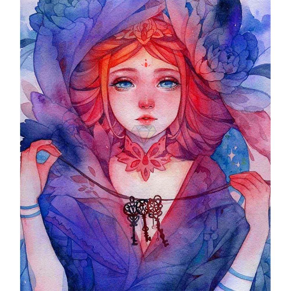 5D Diamond Painting Cartoon Girl Portrait Full Round Diamond Embroidered Mosaic Set Home Decoration