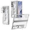 For Samsung Galaxy Z Fold 6 5 4 3 5G Plating Hyaline Spring Hinge Holder Phone Case Screen Protector Film 360° Protective Cover