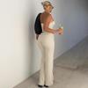 Women's Spring 2025 Solid Strapless Top and Flared Pants Slimming Fashion Set
