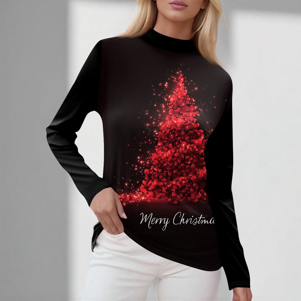 Cămăși de toamnă casual cu mânecă lungă Hanorac cu imprimeu vintage Pulover cu gât înalt