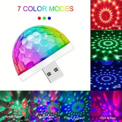1Pc USB Mini Disco Light, Party Lights Ball Sound Activated, DJ Disco Ball Stage Lights-Multi Colors LED Car Atmosphere Light