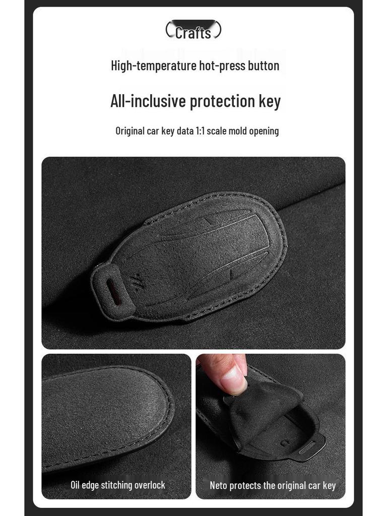Zhiji L7 Key Cover: Suede LS7 Car Key Case with Buckle, Unisex Interior Accessory