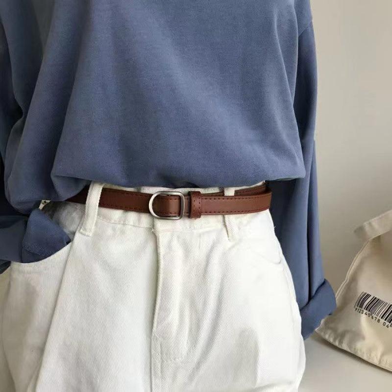 

Womens Jean Trendy Belt With Simple Gold Buckle Perfect For Everyday Wear Brown No Hole