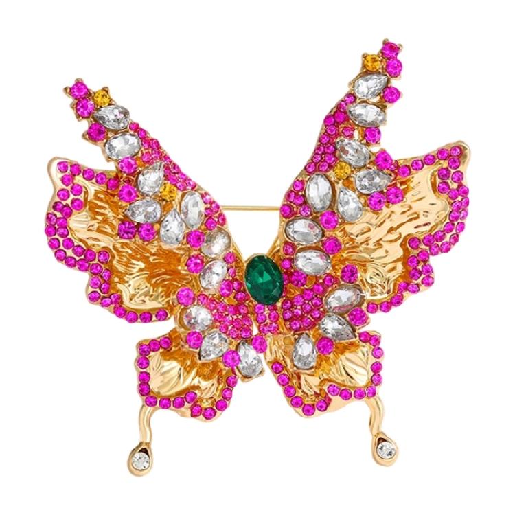 Multi Purpose Crystal Rhinestones Butterfly Brooch Double Wing Structure Easy Clip Fastening For Various Clothings
