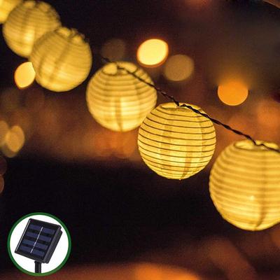 Solar-Außen-Stofflaternen-Lichterkette, Wasserdichte Dekorationslichter für Hof und Weihnachten