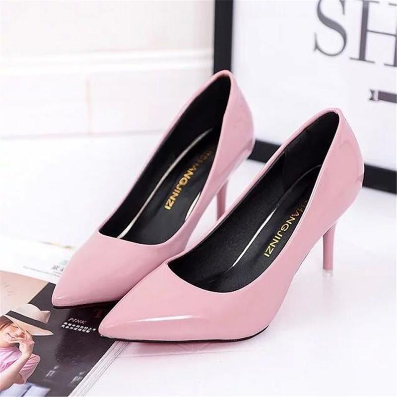 Scarpe Donna Moda Sexy Rosse a Punta Décolleté in Vernice Scarpe Eleganti Tacco Alto Scarpe a Barca Scarpe da Matrimonio Zapatos Mujer 8cm