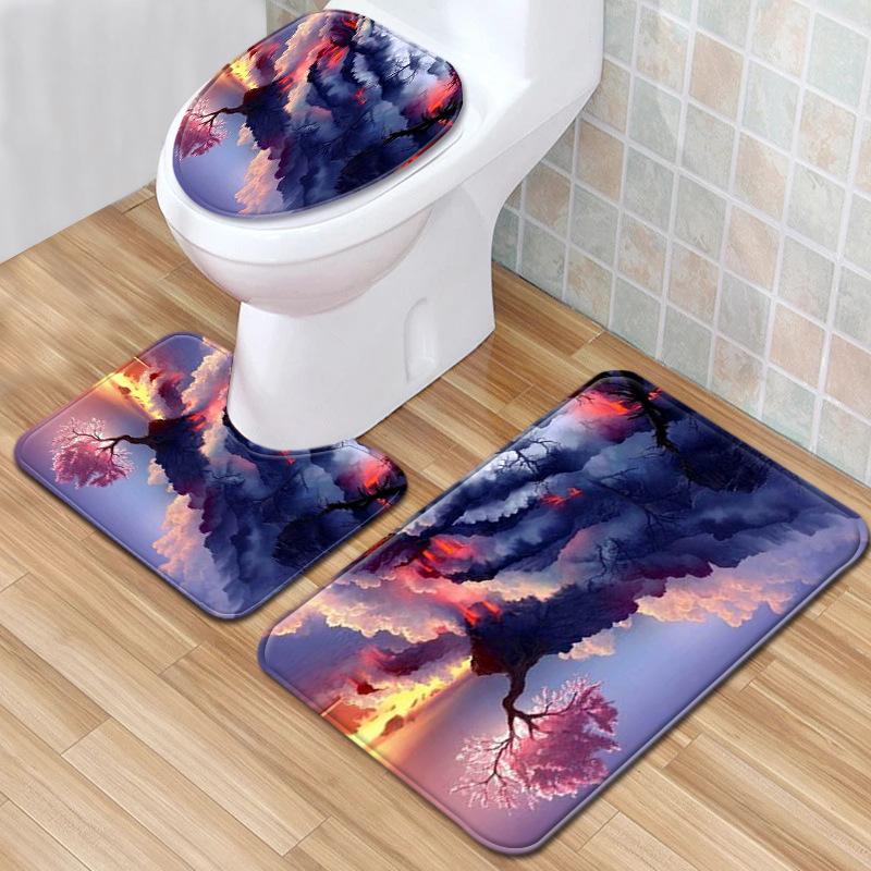 Landscape Bathroom Floor Mat Toilet Three-Piece Set